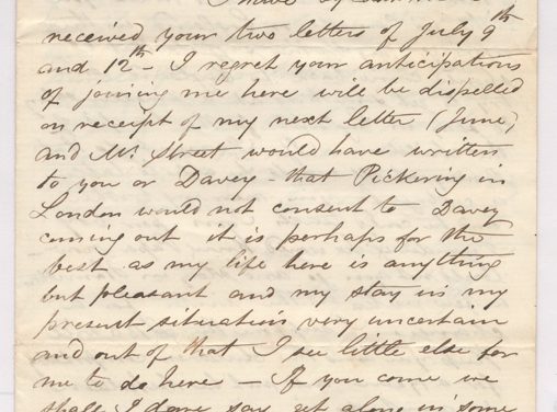 Marcus Smith 20 Sep 1861 3-sided Capetown Letter to his wife Anne, the daughter of a cousin of Sir Isaac Brock