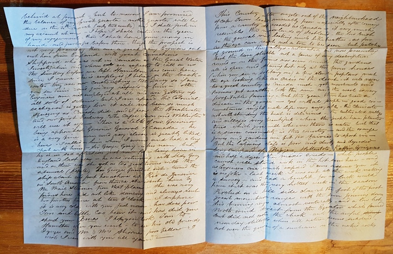 Marcus Smith 20 Feb 1861 4-page letter to his wife from Cape of Good Hope