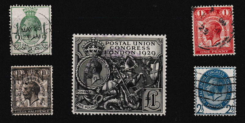 G.B. #205-209 F/VF Used 1929 P.U.C. Set US$685. (5)