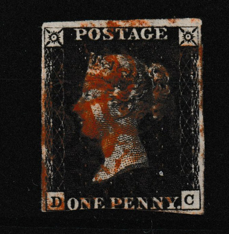 G.B. #1 Fine Red M/C Used 1840 1d Black US $375