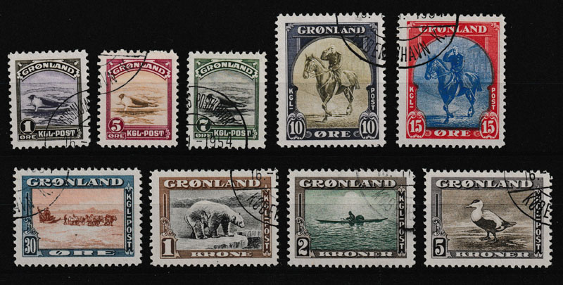 Greenland #10-18 VF Used 1945 American Set US$360. (9)
