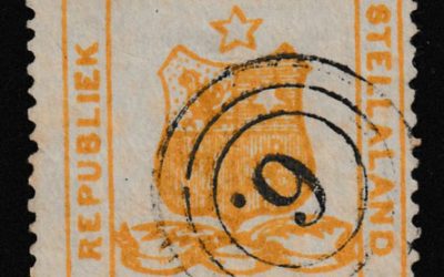 Stellaland #2 Fine 3-ring 6. Used 1884 3d Arms, margin tear