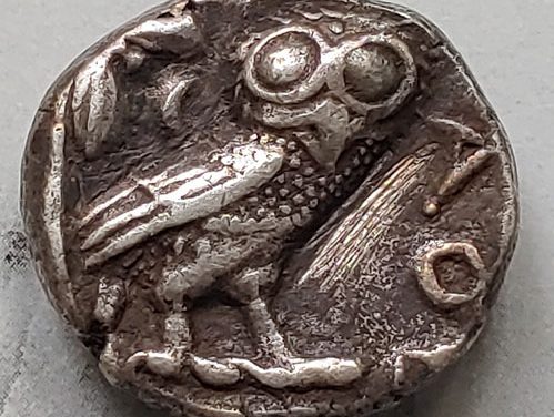Attica-Athens 490-430 BC 16.635gm Owl Silver Tetradrachm, test mark