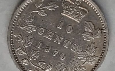 Canada ICCS EF40 1870 Narrow 0 Victoria Silver 10 Cents
