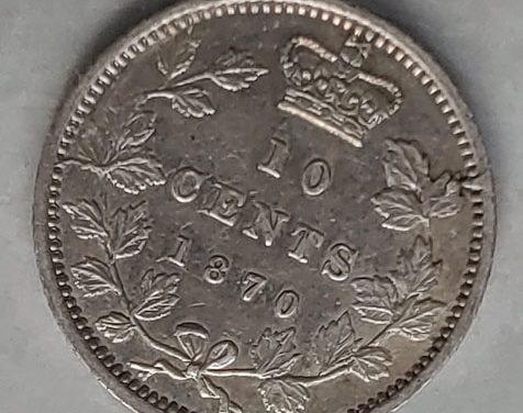 Canada ICCS EF40 1870 Narrow 0 Victoria Silver 10 Cents