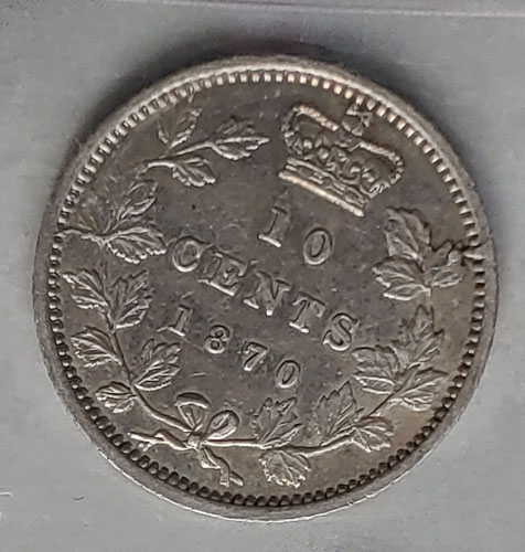 Canada ICCS EF40 1870 Narrow 0 Victoria Silver 10 Cents $200