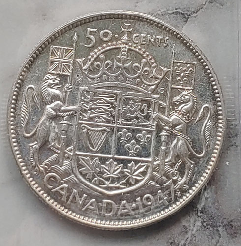 Canada ICCS AU55 1947 Maple Leaf S7 over 7 Silver 50 Cents $237