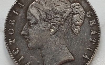 G.B. F/VF 1845 Queen Victoria Silver Crown, ding .8409 oz ASW