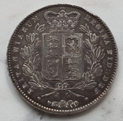 G.B. F/VF 1845 Queen Victoria Silver Crown, ding .8409 oz ASW US$280