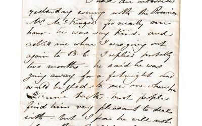 Ottawa 7 Jan 1874 4-sided Marcus Smith Letter to wife mentions B.C.