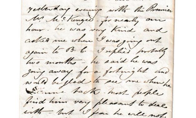 Ottawa 7 Jan 1874 4-sided Marcus Smith Letter to wife mentions B.C.