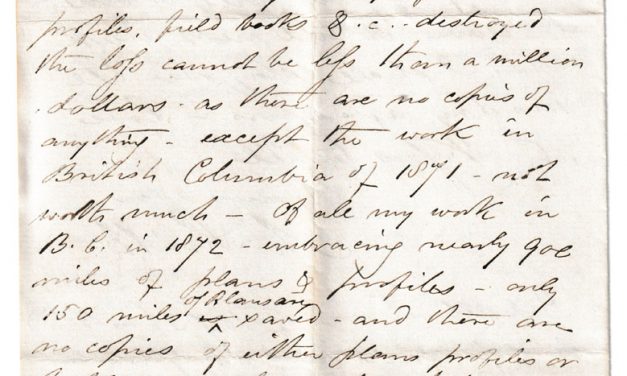Ottawa 17 Jan 1874 4-page Marcus Smith letter to his wife, Sandford Fleming offices burnt down