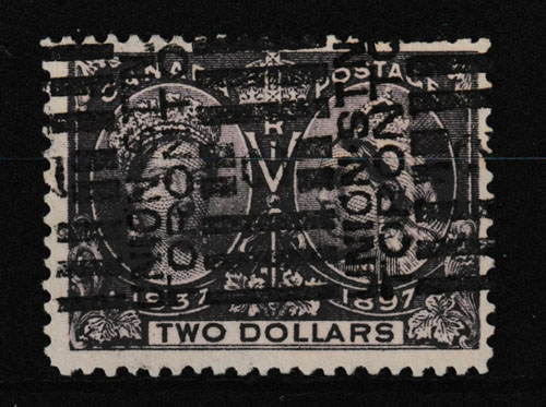 Canada #62 Fine Union Stn Roller Used 1897 $2 Jubilee