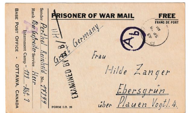 Canada 28 Sp 1943 P.O.W. Camp 133 Censored Postcard to Germany