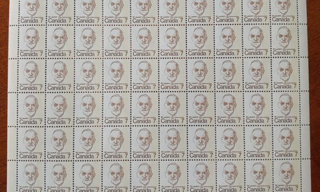 Canada #592var VFNH 7c St. Laurent 1-bar Tagged Sheet (100)
