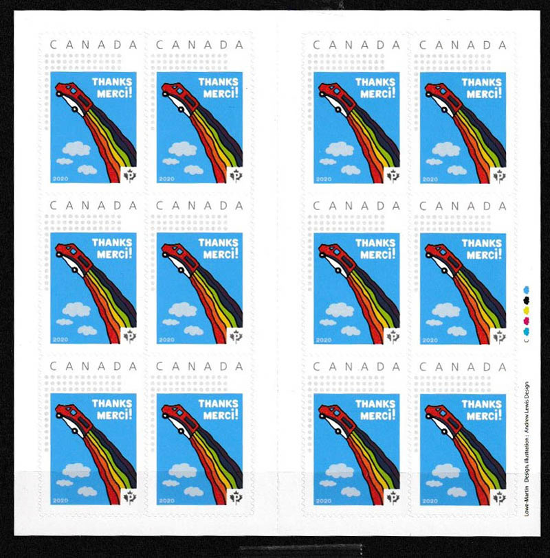 Canada Post 2020 VFNH 12-stamp Thanks employees only Booklet