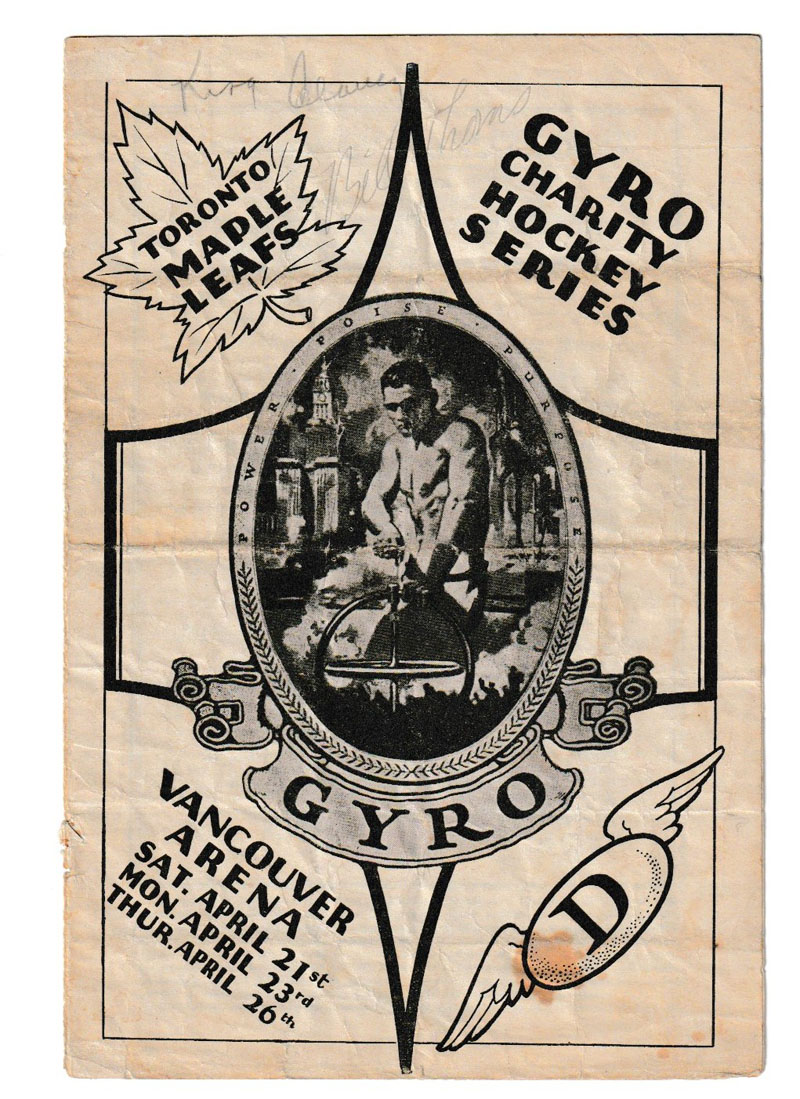 Vancouver Arena 1934 20 Player signed Leafs/Wings Hockey Prog, flts