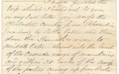 Soda Creek Fraser River, B.C. 2 Sep 1872 Marcus Smith Letter to wife