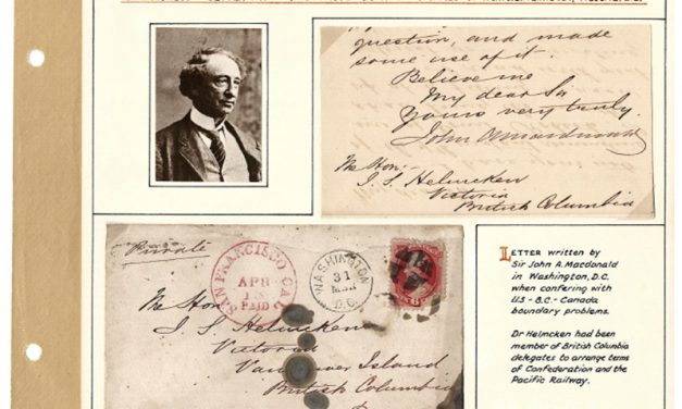 1871 Letter from John A Macdonald to Helmcken in our Milestone 1300th Auction