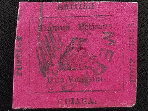 British Guiana #14 VF Used 1856 4c, 1955 Stolow Cert