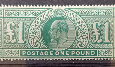 G.B. #142 Fine+ Mint Edward VII Pound, hidden crease