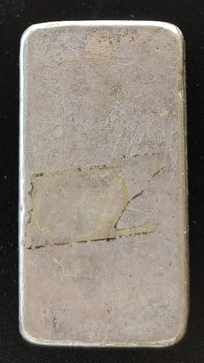 Johnson Matthey & Mallory pure Silver 10 oz poured Bar, tape residue