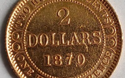 Newfoundland XF 1870 Gold 2 Dollars, mount marks