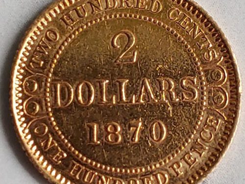 Newfoundland XF 1870 Gold 2 Dollars, mount marks
