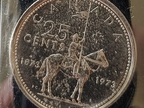 Canada ICCS MS63 1973 Large Bust Variety R.C.M.P. 25 Cents