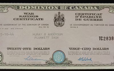 Canada Unc 1944 Crain watermarked $25 War Savings Certificate