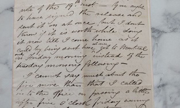 Ottawa 20 Jan 1874 4-pg Marcus Smith letter to his wife about Fire etc