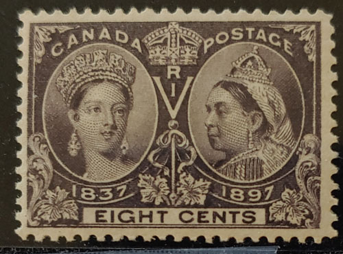 Canada #56 F/VF Never Hinged 1897 8c Jubilee