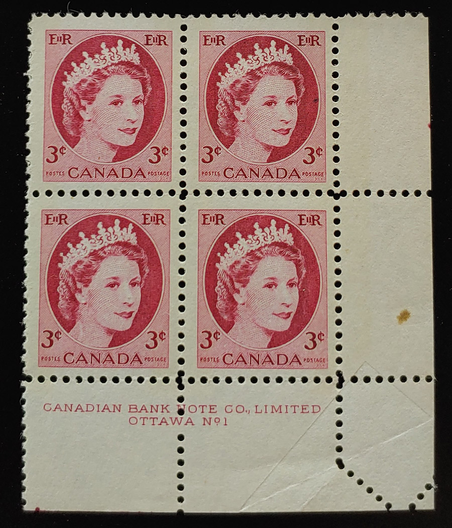 Canada #339 Never Hinged Dramatic Pre-printing Foldover error Pl Blk