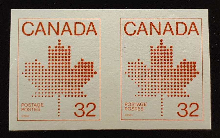 Canada #951a VFNH 1983 32c Maple Leaf Imperforate Coil Pair $225