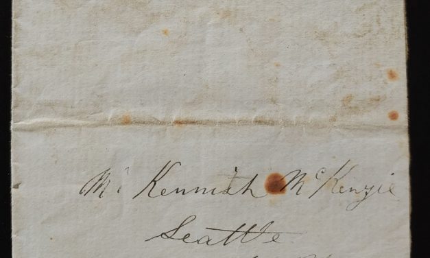 Alexander Mckenzie 1865 Victoria letter to Kenneth Mckenzie, Seattle