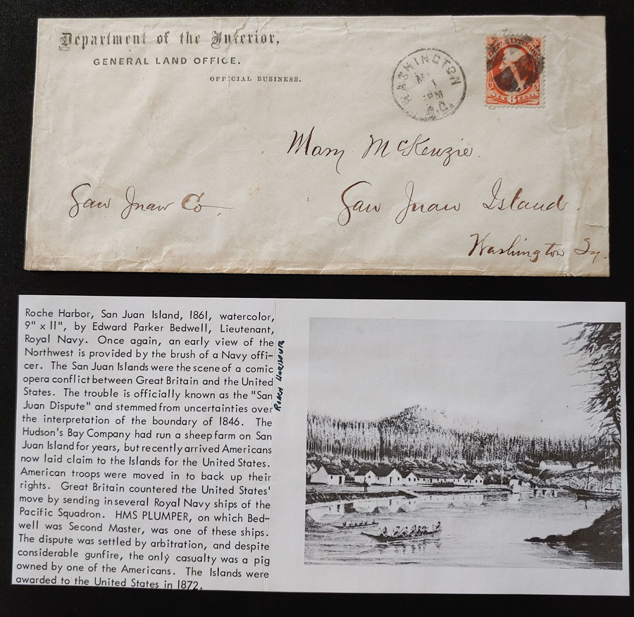 1870 Washington, D.C. 6c #10 Cover to Mary Mckenzie San Juan Island