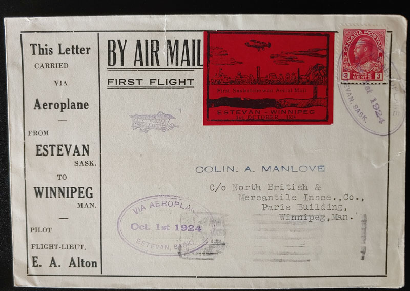Canada #CLP5i 1 Oc 1924 Wide Spacing Estevan/ Winnipeg FFC $300