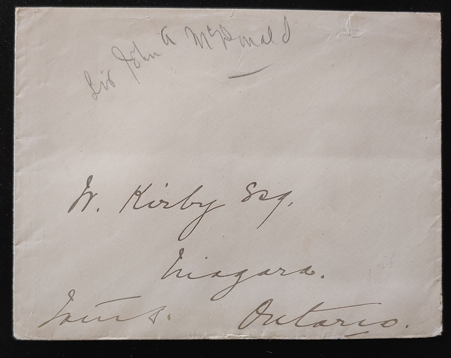 John A. Macdonald free franked 1889 Cover on Last Spike page