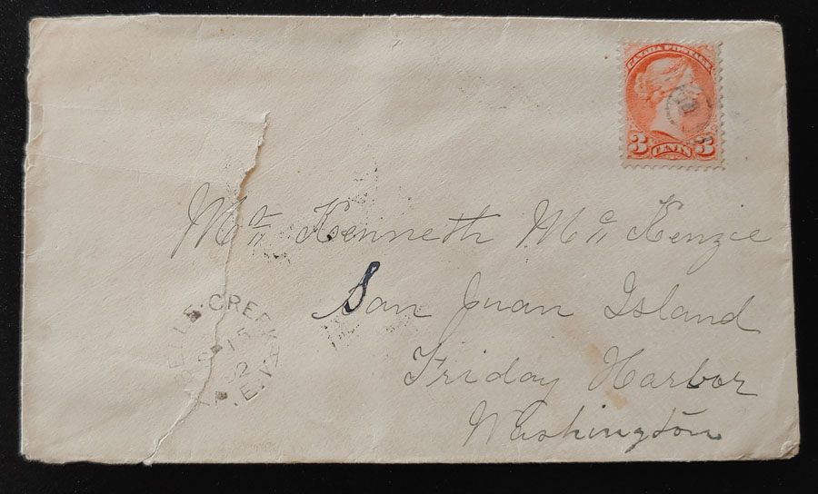 Kenneth Mckenzie 1892 3c SQ Cover & contents to Friday Harbour