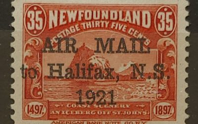 Newfoundland #C3 VF+ Mint HR 1921 35c Halifax Airmail