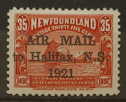 Newfoundland #C3 VF+ Mint HR 1921 35c Halifax Airmail $200