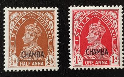 India/Chamba #87B, 88 F/VF Mint 1942 duo