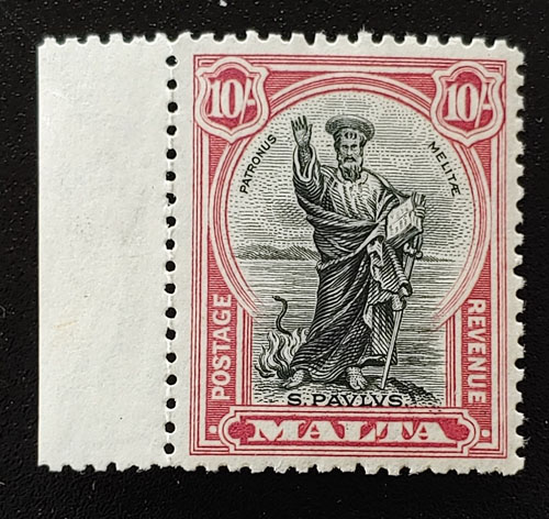 Malta #183 VFNH 1926 10/- St. Paul US$120