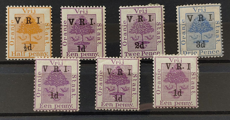 O.R.C. #44r/48h, 45d-m Mint 1900/01 Varieties US$78 (7 diff)