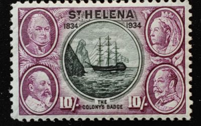 St. Helena #110 VF Mint 1934 1/- Badge of the Colony