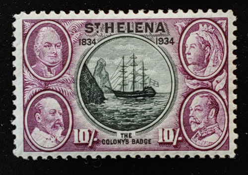 St. Helena #110 VF Mint 1934 1/- Badge of the Colony US$300