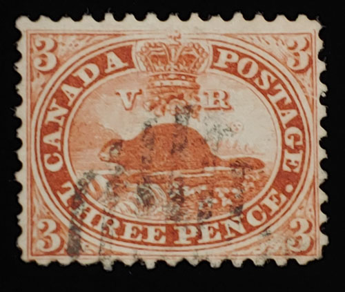 Canada #12 gen Fine Used 1859 3d Perforated Pence $300+