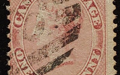 Canada #11 VG Used 1859 1/2d Rose Perforate Pence