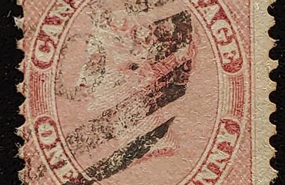 Canada #11 VG Used 1859 1/2d Rose Perforate Pence