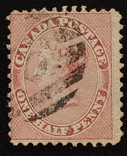 Canada #11 VG Used 1859 1/2d Rose Perforate Pence $500